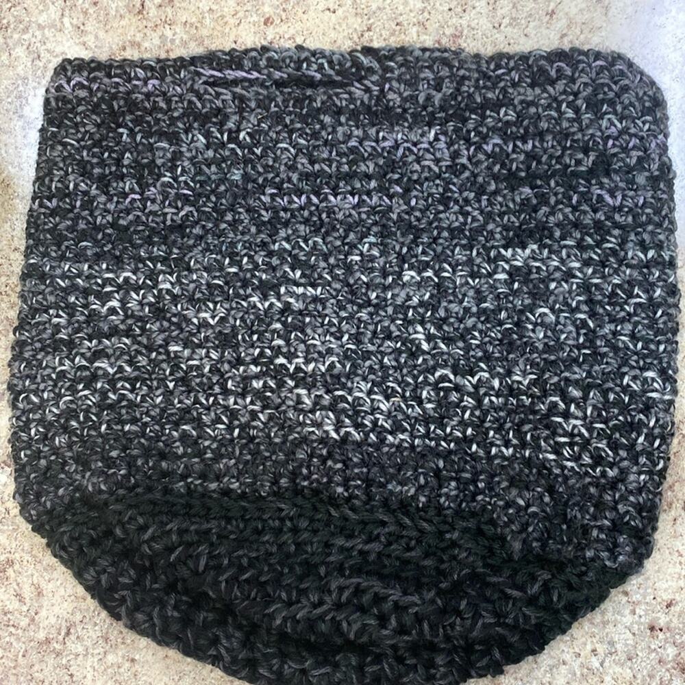 Hand Made black and gray crochet tote bag